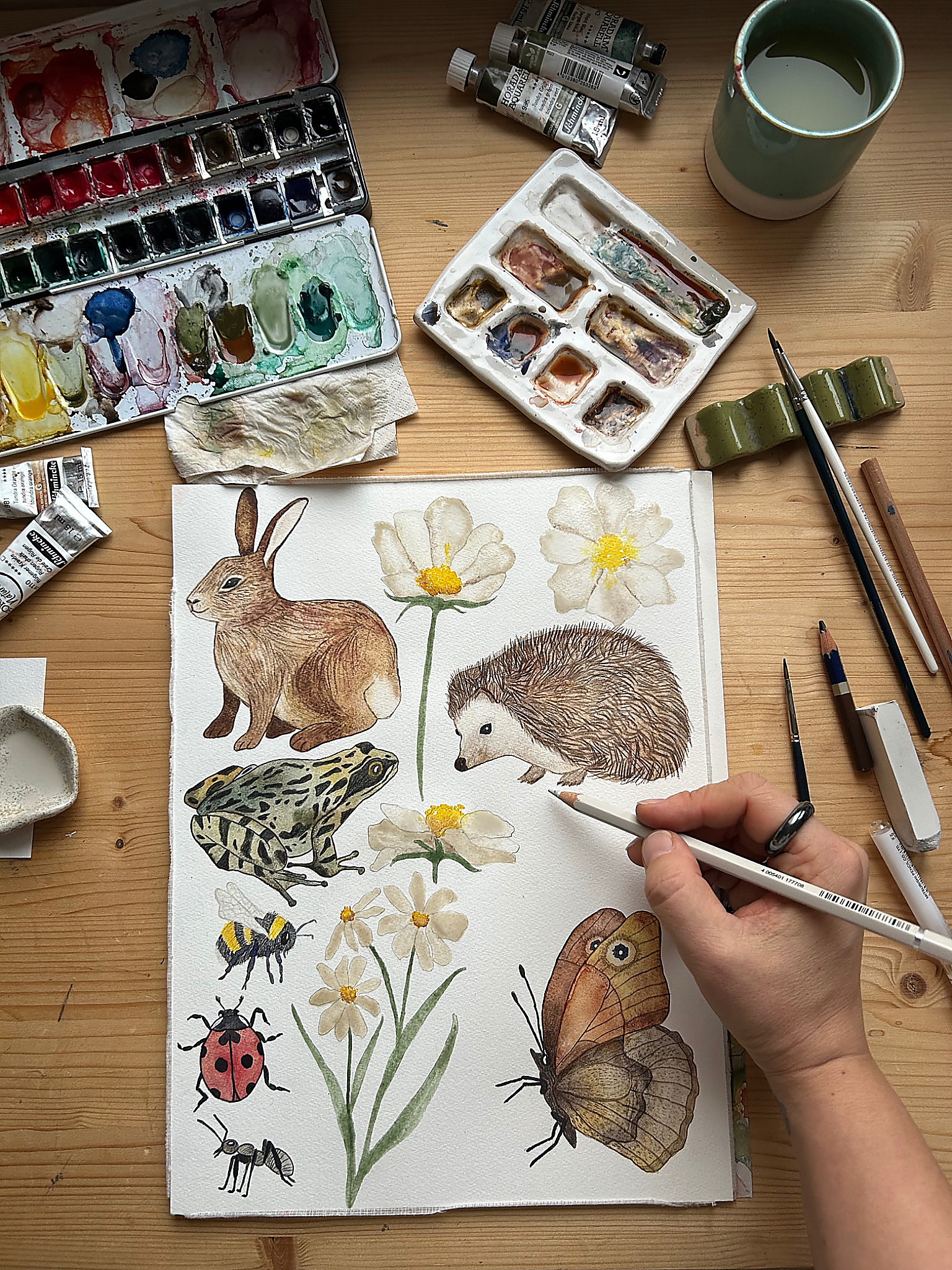 Sandra Barwitzki malt mit Aquarellfarben – ein Einblick in den kreativen Prozess von zartmint design.